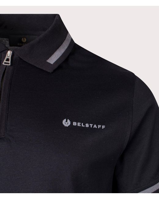 Belstaff Black Graph Zip Polo Shirt for men