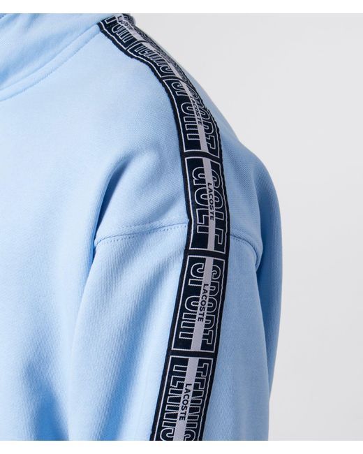 Lacoste Blue Taped Quarter Zip Sweatshirt for men