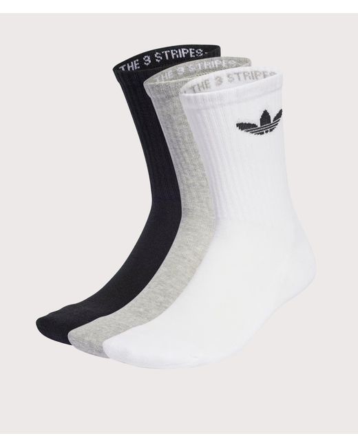 Adidas Originals Black 3 Pack Trefoil Cushion Crew Socks for men