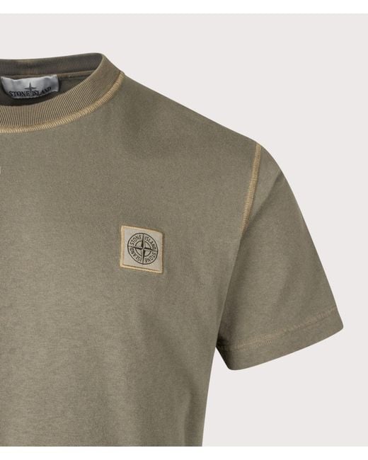 Stone Island Green Slim Fit Organic Cotton 'Fissato' Effect T-Shirt for men