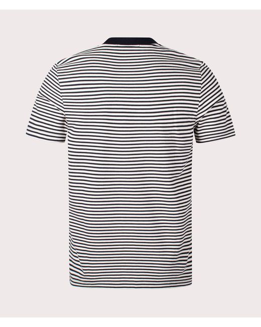 Fred Perry White Fine Stripe Heavy Weight T-shirt for men