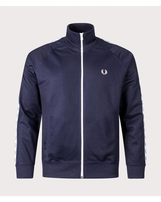 Fred Perry Blue Zip Through Taped Track Top for men