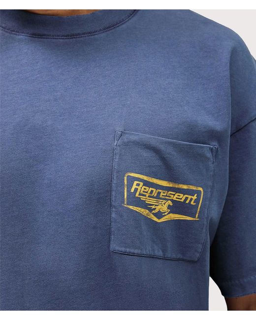 Represent Blue Oversized Fit Nothing Faster T-Shirt for men