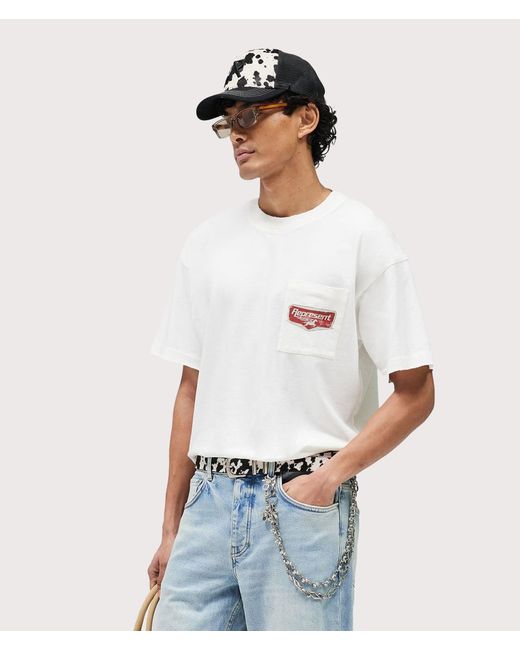 Represent White Oversized Fit Nothing Faster T-Shirt for men