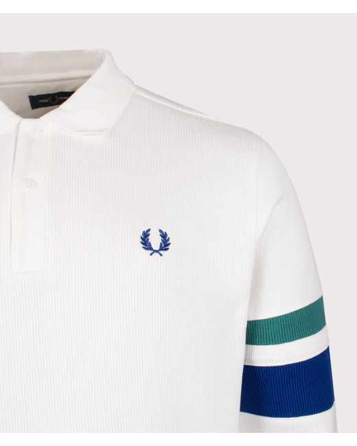 Fred Perry Blue Regular Fit Tipped Sleeve Collared Sweatshirt for men