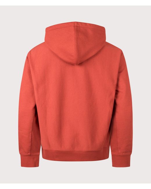 Carhartt Red Loose Fit American Script Hoodie for men