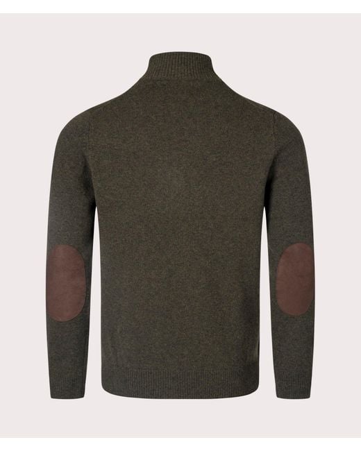 Barbour Green Essential Patch Quarter Zip Knitted Jumper for men