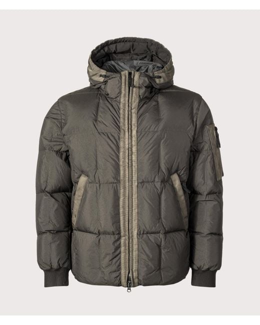 Stone Island Gray Garment Dyed Crinkle Reps Ny Down Jacket for men