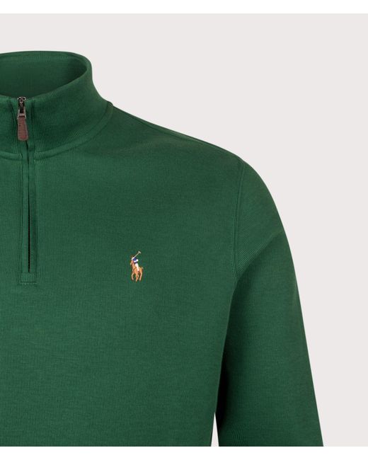 Polo Ralph Lauren Green Loose Fit Estate-Rib Quarter Zip Knit Jumper for men