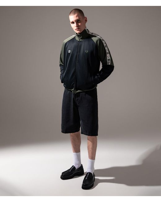 Fred Perry Black Oversized Fit Meyba Taped Raglan Track Jacket for men