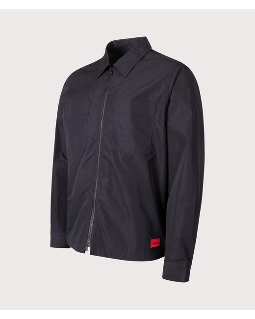 HUGO Blue Oversized Zip Through Evalom Overshirt for men