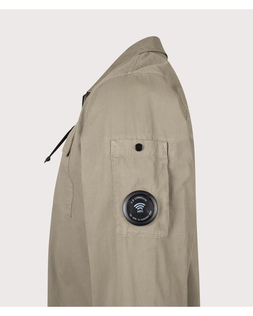 C P Company Natural Organic Gabardine Zipped Lens Overshirt for men