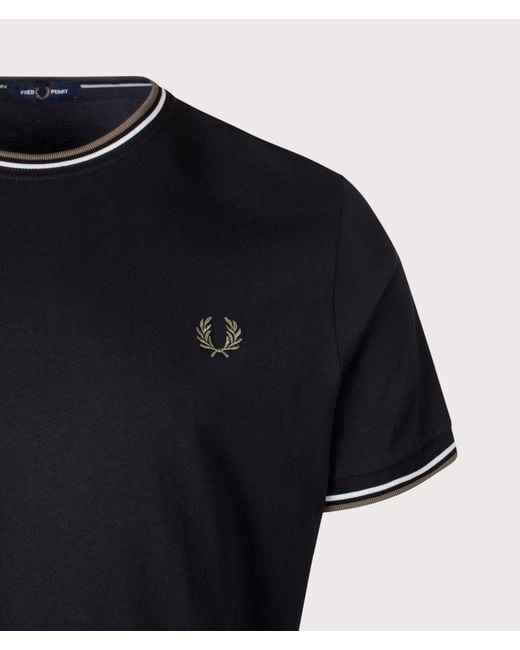 Fred Perry Black Regular Fit Twin Tipped T-Shirt for men