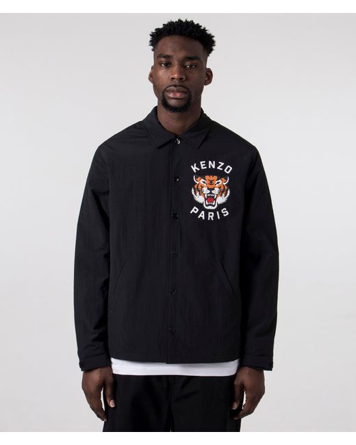 KENZO Black Lucky Tiger Quilted Coach Jacket for men