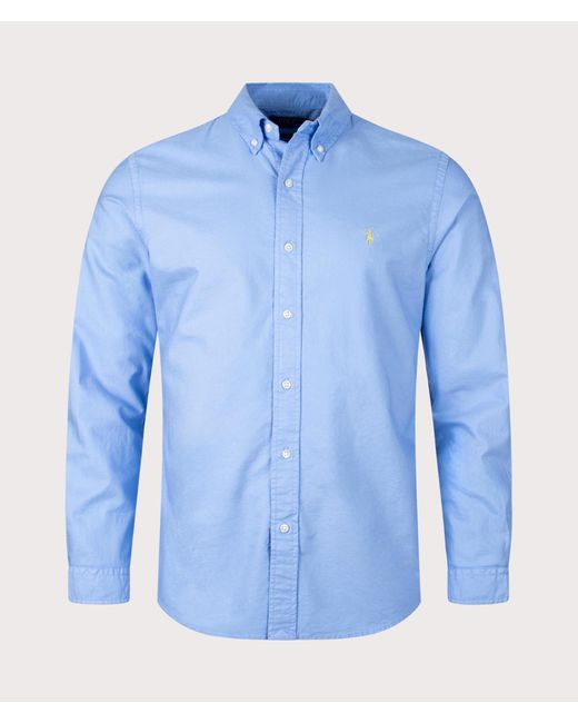Polo Ralph Lauren Blue Custom Fit Garment-dyed Oxford Shirt for men
