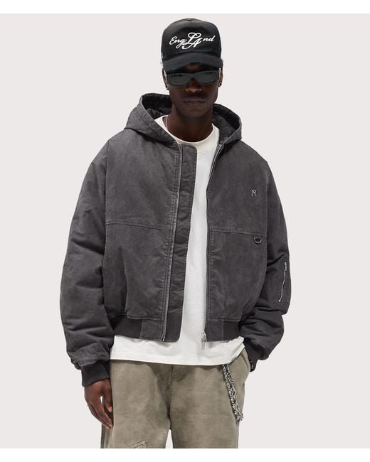 Represent Gray Hooded Bomber Jacket for men