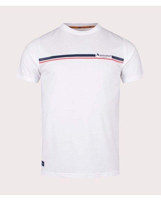 Aquascutum White Active Cotton Stripes T-shirt for men