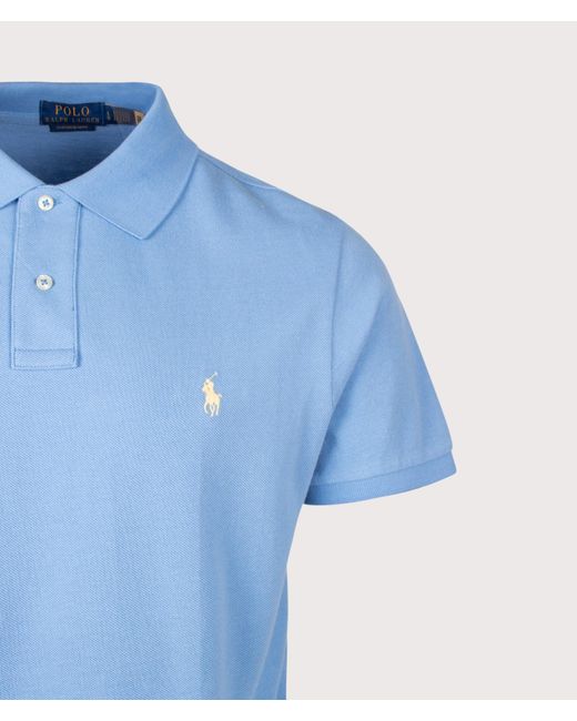 Polo Ralph Lauren Blue Custom Slim Fit Mesh Polo Shirt for men