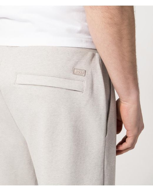 Boss White Relaxed Fit Twist Pleated Pants for men