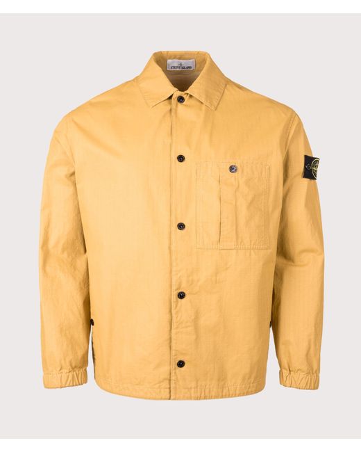 Stone Island Yellow Relaxed Fit Double Coated Cotton Ripstop Overshirt for men