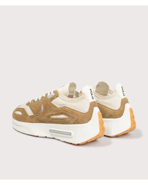 Polo Ralph Lauren Natural Boerum Suede-Paneled Knit Trainers for men