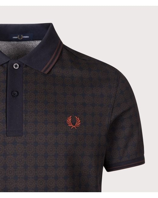 Fred Perry Black Regular Fit Floral Print Polo Shirt for men