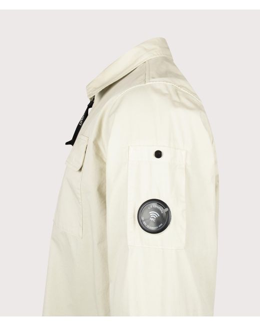 C P Company Natural Organic Gabardine Zipped Lens Overshirt for men