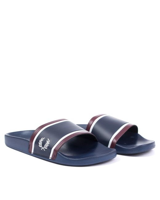 Fred Perry Blue Printed Sliders for men