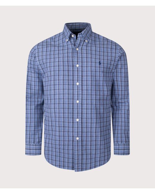 Polo Ralph Lauren Blue Custom Fit Brushed Oxford Shirt for men