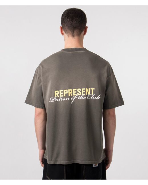 Represent Gray Oversized Fit Patron Of The Club T-Shirt for men