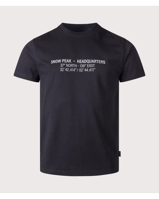 Snow Peak Black Hq Topographic Map T-Shirt for men