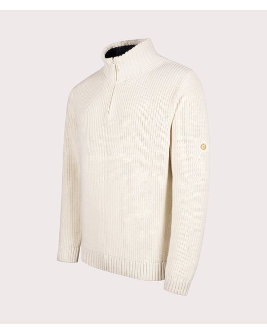 Henri Lloyd Natural Golant Quarter Zip Ribbed Knit for men