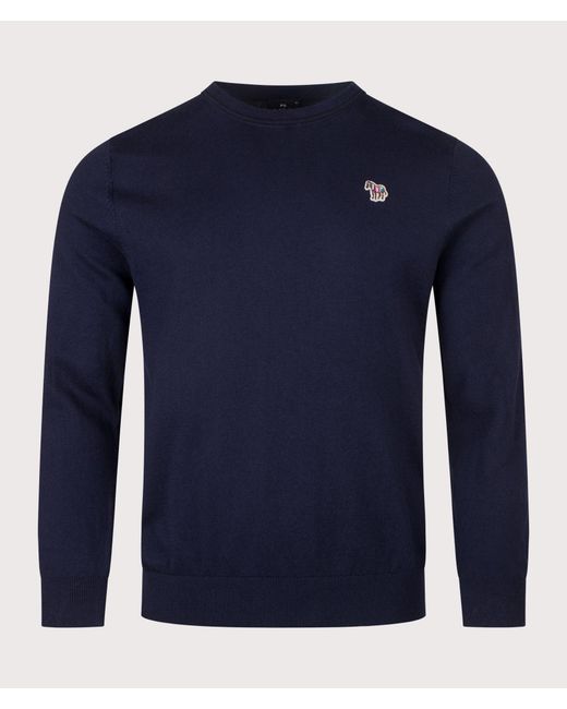 Paul Smith Blue Regular Fit Zebra Logo Crewneck Jumper for men