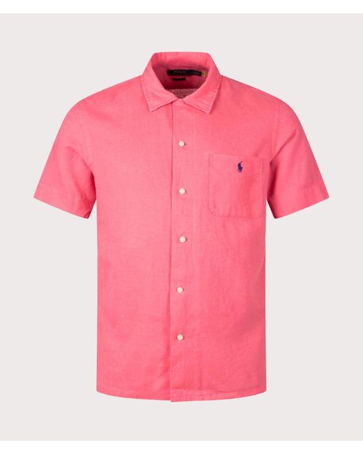 Polo Ralph Lauren Pink Classic Fit Short Sleeve Plain Weave Shirt for men