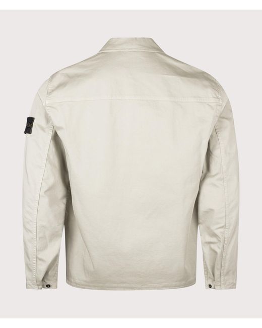 Stone Island Natural Stretch Organic Cotton Satin Overshirt for men