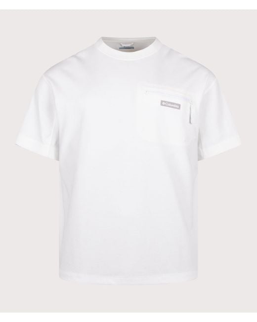 Columbia White Echo Passage Crew T-Shirt for men