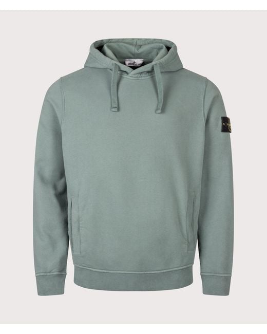 Stone Island Green Brushed Organic Cotton Fleece Hoodie for men