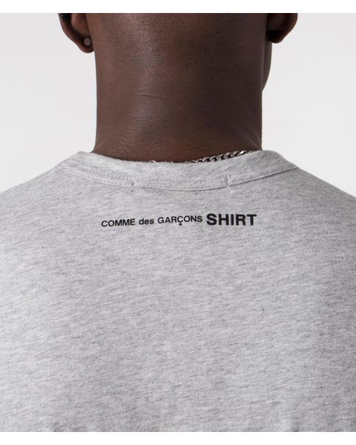 Comme des Garçons Gray Script Neck Logo T-shirt for men