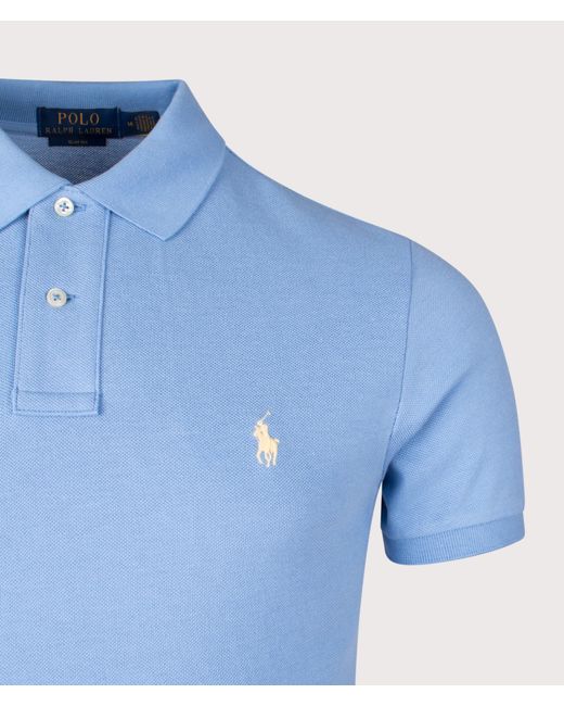 Polo Ralph Lauren Blue Slim Fit Mesh Polo Shirt for men