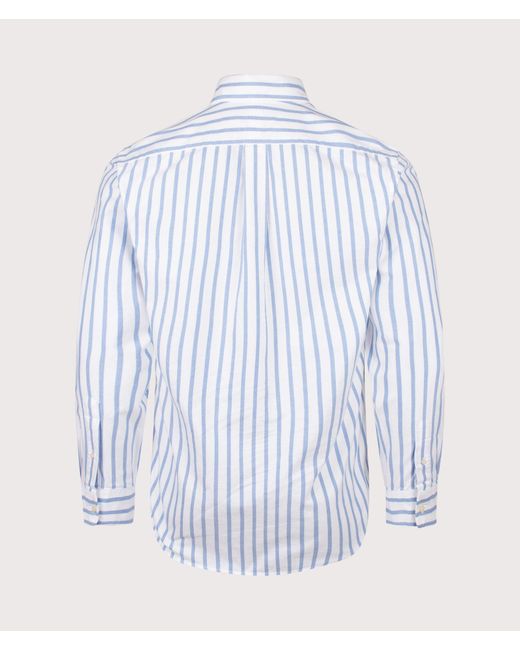 Polo Ralph Lauren Blue Custom Fit Striped Oxford Shirt for men