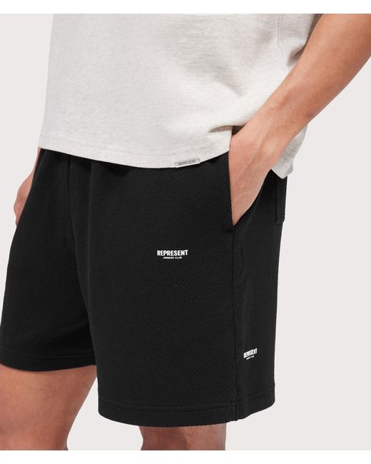 Represent Black Relaxed Fit Micro Owners Club Shorts for men