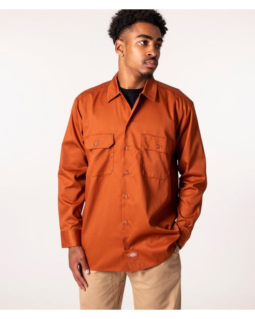 Dickies Orange Relaxed Fit Work Shirt for men