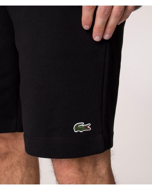 Lacoste Black Regular Fit Logo Sweat Shorts for men