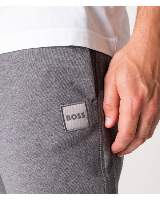 Boss Gray Regular Fit Sestart Logo Patch Joggers for men