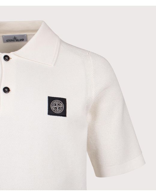 Stone Island Natural Relaxed Fit Micro Stitch Organic Cotton Compass Polo Shirt for men