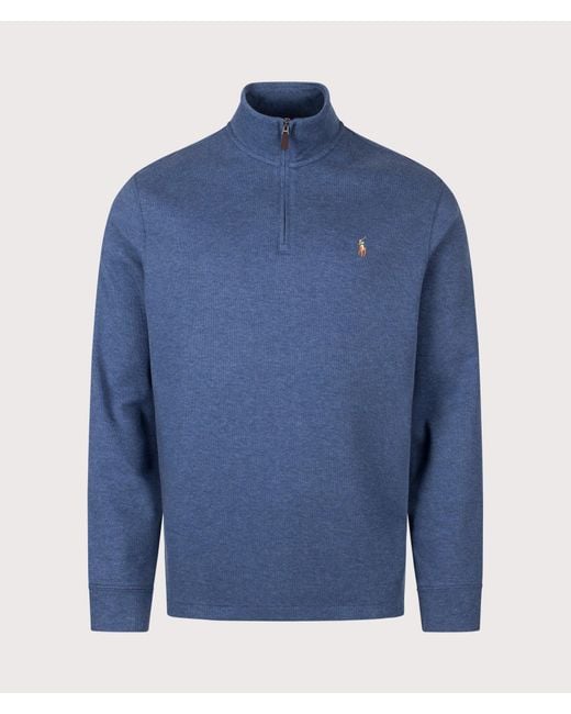 Polo Ralph Lauren Blue Loose Fit Estate-Rib Quarter Zip Knit Jumper for men