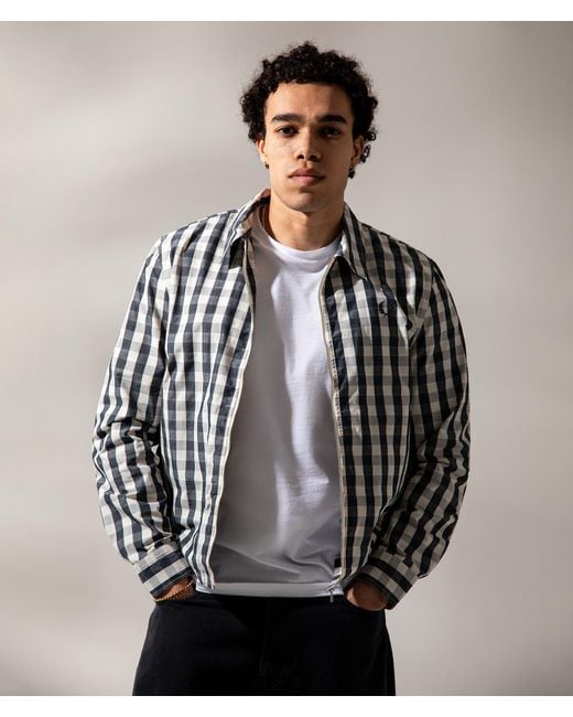Fred Perry White Regular Fit Poplin Check Overshirt for men