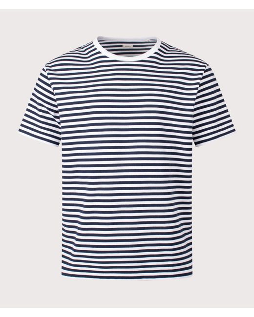 Nanamica Blue Relaxed Fit Coolmax Stripe Jersey T-Shirt for men