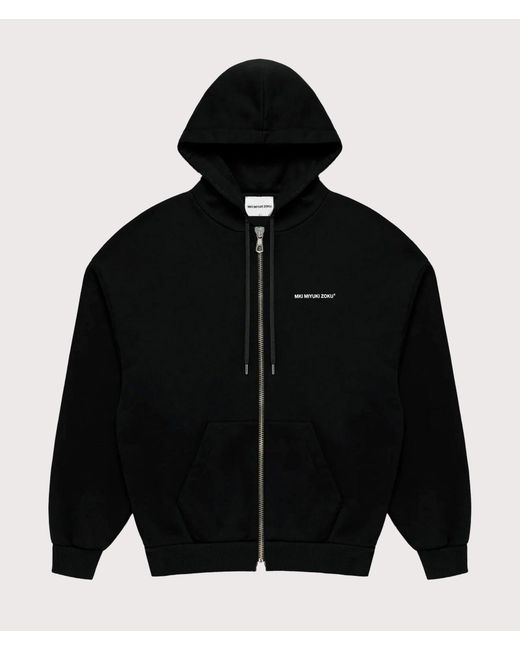 MKI Miyuki-Zoku Black Oversized Uniform Zip Through Hoodie for men