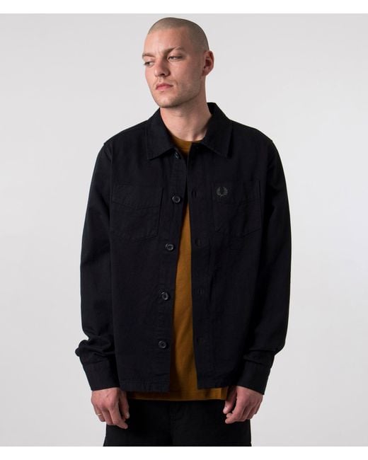 Fred Perry Blue Twill Overshirt for men